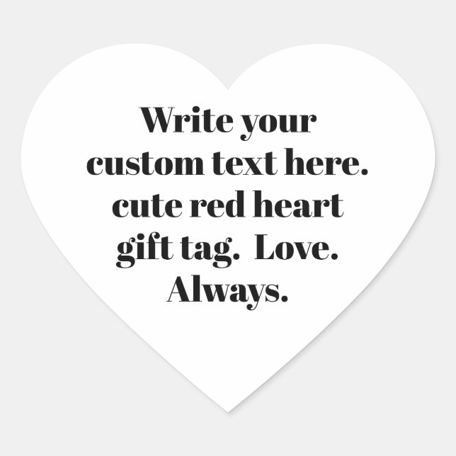 Personalisierter Schwarzweißtext niedlich Herz-Aufkleber (Vorderseite)