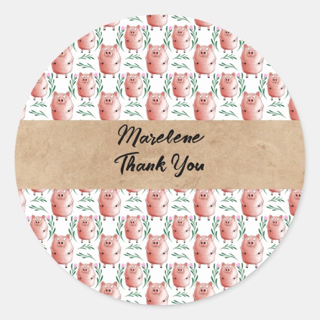 Personalisierter Schweinesticker – Süßes individue Runder Aufkleber (Vorderseite)