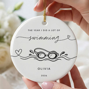 Personalisierter Schwimm-Weihnachtsschmuck Keramik Ornament