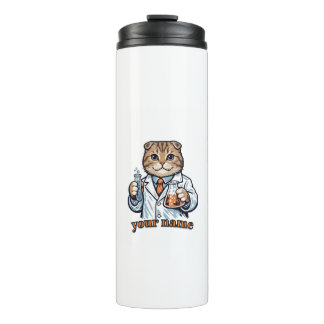Personalisierter Scottish Fold Katzen-Wissenschaft Thermosbecher