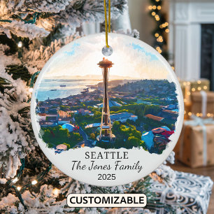 Personalisierter Seattle-Schmuck, Bundesstaat Wash Keramik Ornament