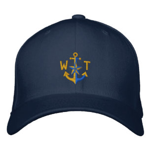 Personalisierter Seestern-goldenes Anker-Monogramm Bestickte Baseballkappe