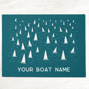 Personalisierter Segelbootname, nautisches Tealgrü Fußmatte