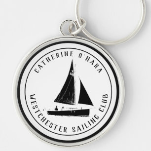 Personalisierter Segelclub schwarz vintage Schlüss Schlüsselanhänger