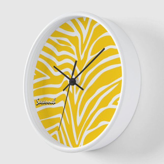 Personalisierter Senf Gelb Zebra Uhr (Winkel)