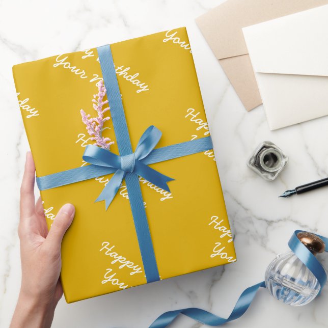 Personalisierter Senfgelb Geburtstag Geschenkpapier (Schenken)