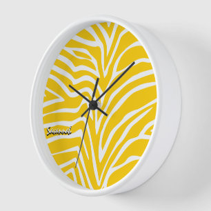 Personalisierter Senfgelber Zebra-Jede-Farbe Uhr