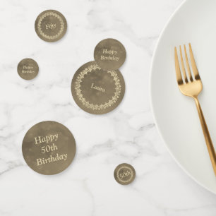 Personalisierter Sepia-brauner 50. Geburtstag Konfetti