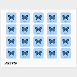 Personalisierter September Birth Blue Butterfly Quadratischer Aufkleber