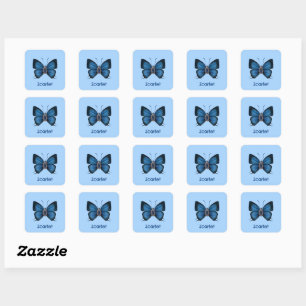 Personalisierter September Birth Blue Butterfly Quadratischer Aufkleber