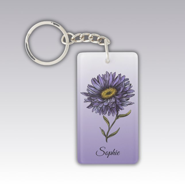 Personalisierter September Birth Blume Aster Schlü Schlüsselanhänger (Von Creator hochgeladen)