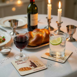 Personalisierter Shabbat Schalom Wasserfarbe-Unter Rechteckiger Pappuntersetzer