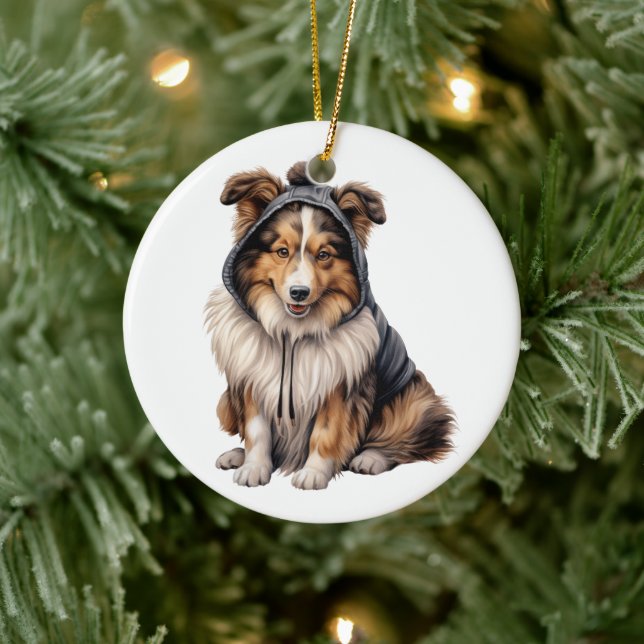 Personalisierter Shetland Sheepdog Hund Keramik Ornament (Baum)