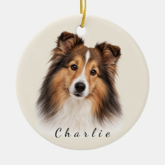 Personalisierter Shetland Sheepdog mit individuell Keramik Ornament