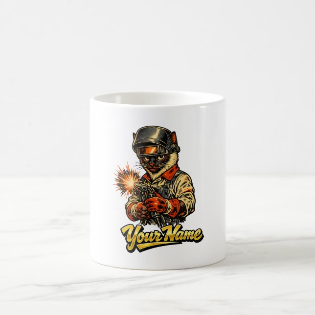 Personalisierter Siamese-Katzen-Schweißer-Kaffeebe Kaffeetasse (Mittel)