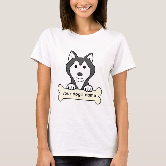 Personalisierter sibirischer Schlittenhund T-Shirt (Vorderseite)