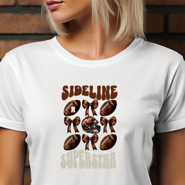 Personalisierter Sideline Superstar Mama Football  T-Shirt (Von Creator hochgeladen)