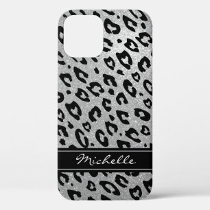 Personalisierter silber Glitzer Leopard iPhone 12  Case-Mate iPhone Hülle