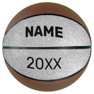 Personalisierter Silberglatter-Glitzern Basketball