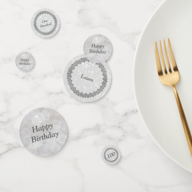 Personalisierter Silbergrau 100. Geburtstag Konfetti (Gruppe)