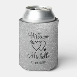 Personalisierter Silberne Glitzer Hochzeitskannen Dosenkühler