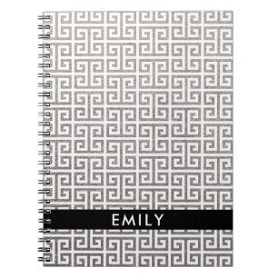 Personalisierter Silberstreifen und weißer griechi Notizblock