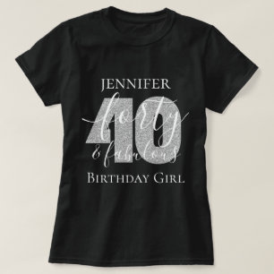 Personalisierter Silver 40 Fab Geburtstag Glitzer T-Shirt