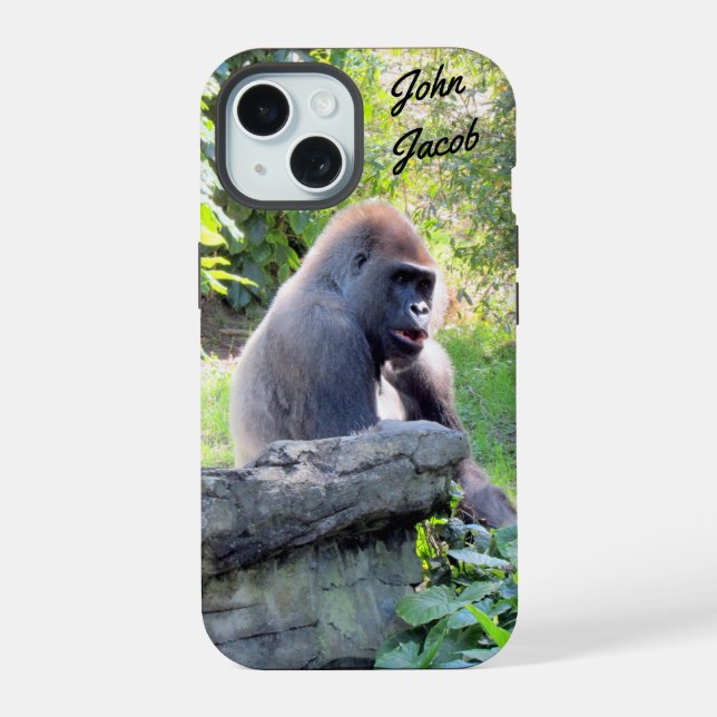 Personalisierter Silverback Gorilla Phone Case iPhone 15 Hülle (Rückseite)