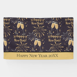 Personalisierter Silvester Champagne Feuerwerk Banner