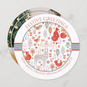 Personalisierter Skandinavier Nordischer Wald Feiertagskarte