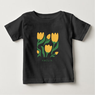 Personalisierter skandinavischer floraler Geburtst Baby T-shirt