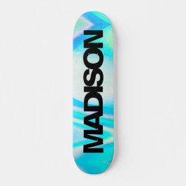 Personalisierter Skateboard Name Türkis Blue Wave