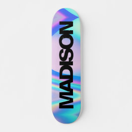 Personalisierter Skateboardname Black Holographic Skateboard