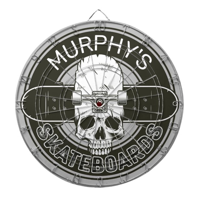 Personalisierter Skater NAME Skull Skateboarding S Dartscheibe (vorne)