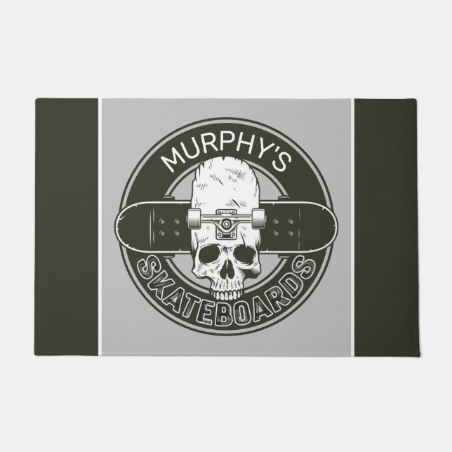 Personalisierter Skater NAME Skull Skateboarding S Fußmatte (Vorderseite)