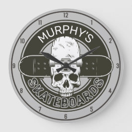 Personalisierter Skater NAME Skull Skateboarding S Große Wanduhr