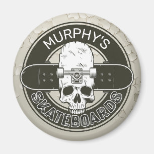 Personalisierter Skater NAME Skull Skateboarding S Magnet