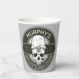 Personalisierter Skater NAME Skull Skateboarding S Pappbecher