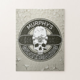 Personalisierter Skater NAME Skull Skateboarding S Puzzle