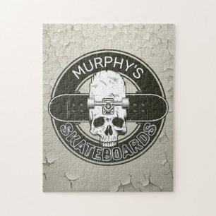 Personalisierter Skater NAME Skull Skateboarding S Puzzle