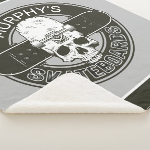 Personalisierter Skater NAME Skull Skateboarding S Sherpadecke