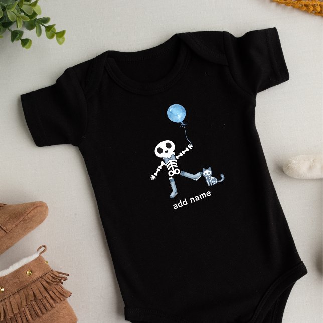 Personalisierter Skelettjunge mit Ballon Baby Strampler (Personalized Skeleton Boy with Balloon Baby Bodysuit)