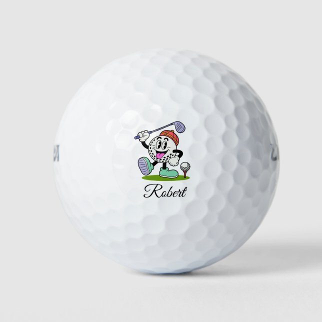 Personalisierter Skriptname Lustige Golfbälle (Vorderseite)