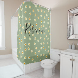 Personalisierter Skriptname Niedlich Daisy Pattern Duschvorhang