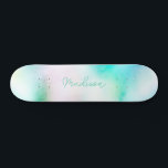 Personalisierter Skriptname Niedlich Girly Skatebo Skateboard<br><div class="desc">Dieses farbenfrohe Skateboard auf dem modernen Niedlichen,  pastellfarbenen und abstrakten Design mit abstrakten Farben verleiht Ihrem individuelle Name einen eleganten Schriftart in Kalligrafie. Fügen Sie Ihren Namen,  wählen Sie Schriftart,  ändern Sie Größe und Position,  fügen Sie Clipart,  Fotos und Formen.</div>