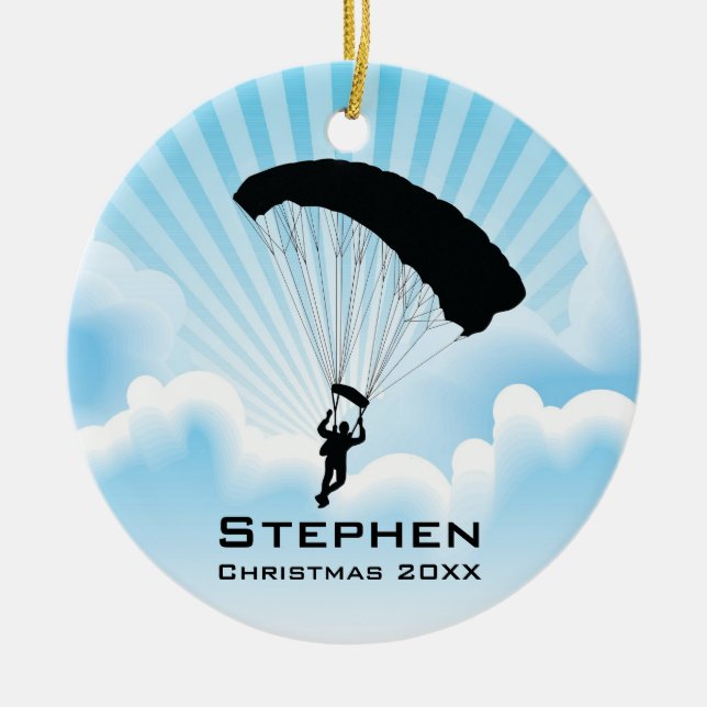 Personalisierter Sky Diving Parachuting Ornament (Vorne)