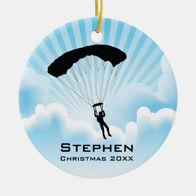 Personalisierter Sky Diving Parachuting Ornament (Vorne)
