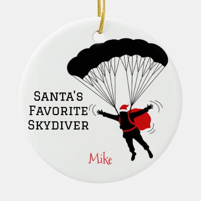 Personalisierter Skydiver-Liebhaber des Weihnachts Keramik Ornament (Vorne)