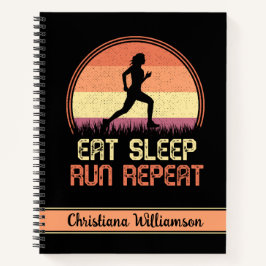 Personalisierter Sleep Run Wiederholung Retro Athl Notizbuch