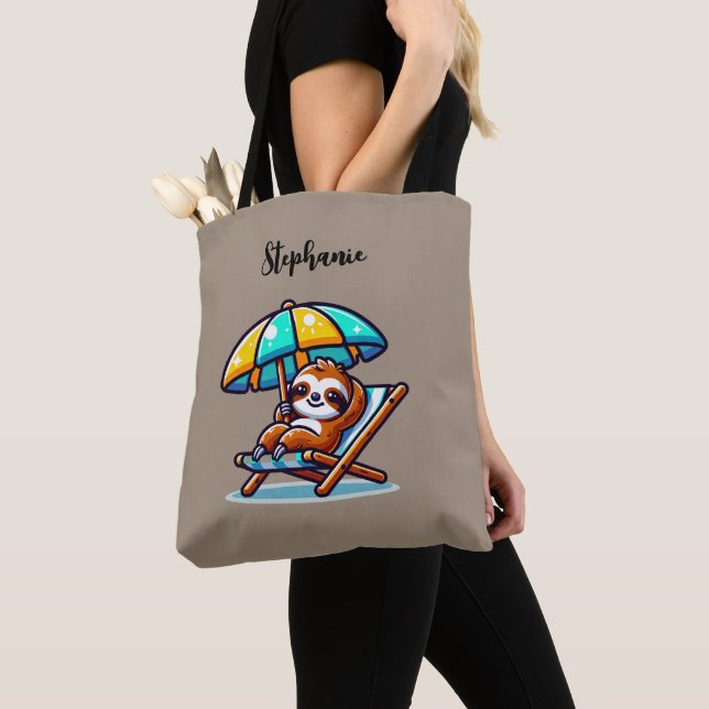 Personalisierter Sloth am Strand Tote Bag (Von Nahem)